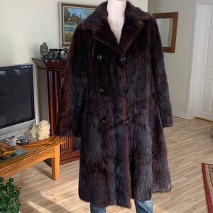 Elegant Brown Genuine Fur Coat